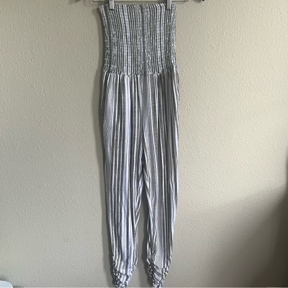 Striped Full Length Sleeveless Jumpsuit